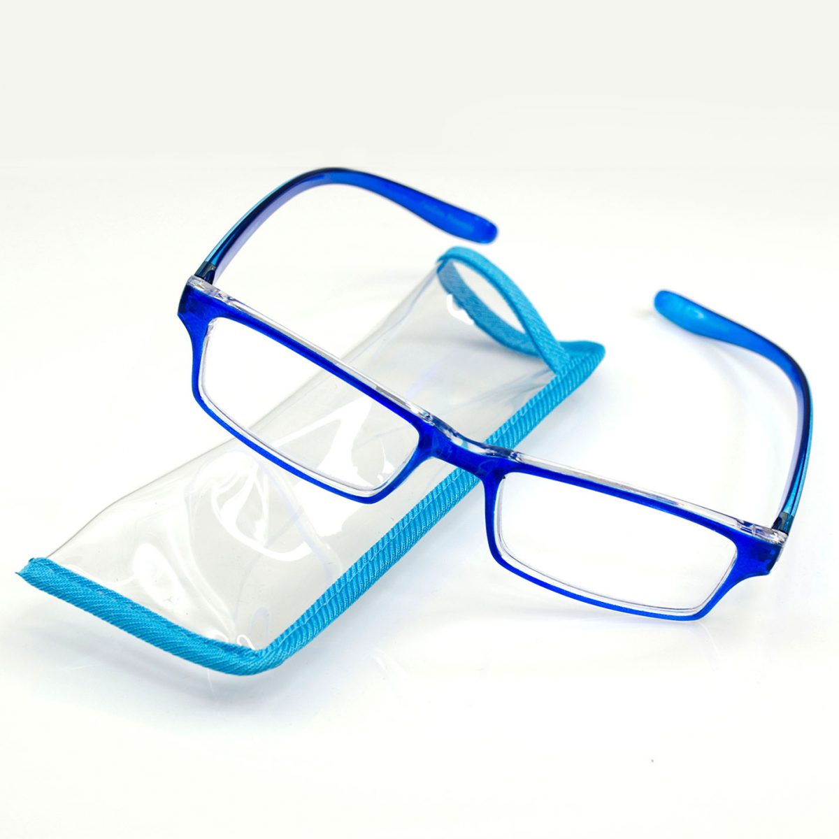 CouCou Readers Crystal Blue with case