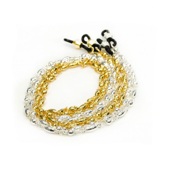 Elegant eyeglass chain, Ball & Solid long oval
