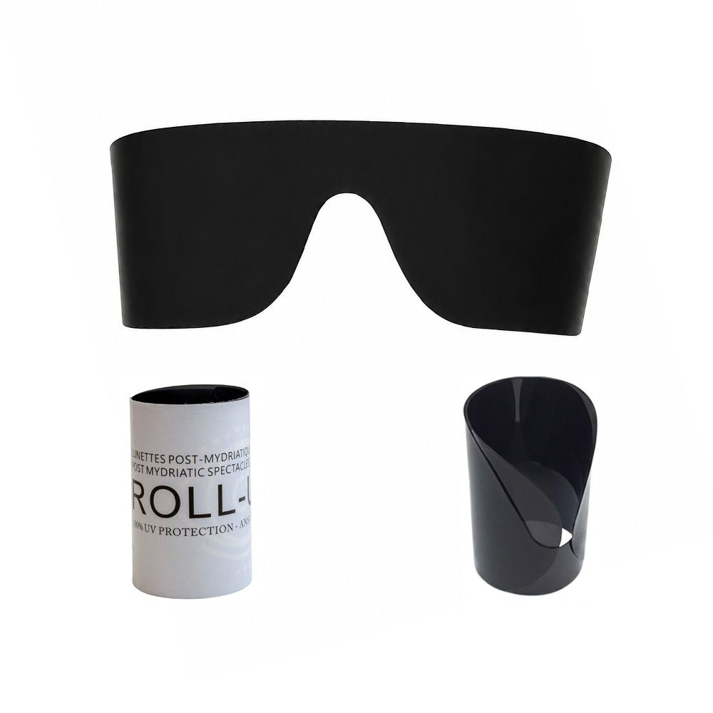 Lunettes post-mydriatiques enroulables grises UV 400 – Sac de 100